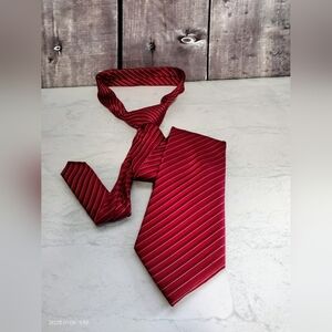 Sean John Men's Silk Necktie Tie Red Striped Formal Business Wear